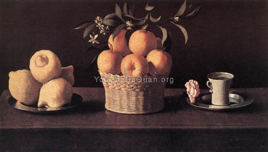 Still-life with Lemons, Oranges and Rose - 弗朗西斯科·德·苏巴朗
